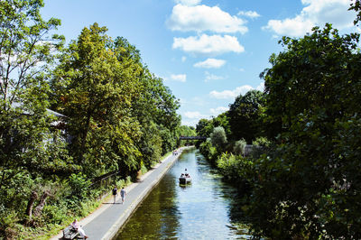 River amidst trees against sky