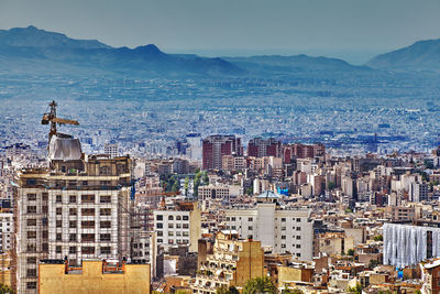 High angle view of buildings in city