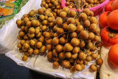 High angle view of vegetables for sale at market stall