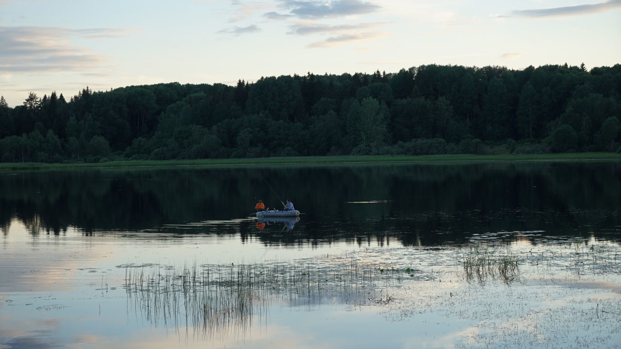 SCENIC VIEW OF LAKE AGAINST TREES