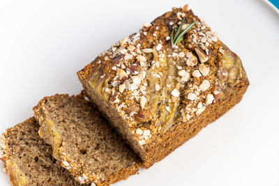 Close-up of bread against white background