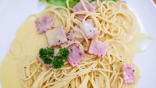Close-up of meal served in plate