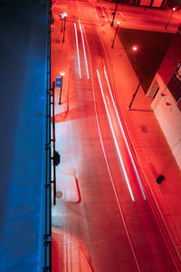 High angle view of traffic on road in city