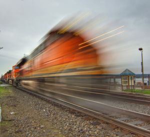 Blurred motion of train against sky