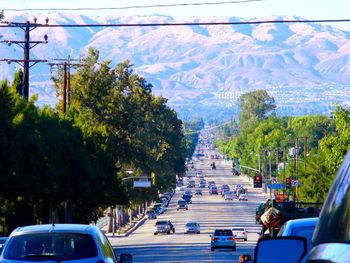 Cars on road in city