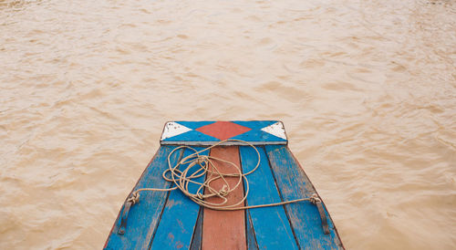 High angle view of boat in lake