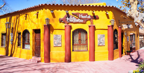 Yellow entrance of building