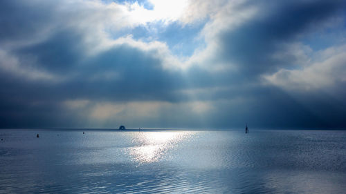 Scenic view of sea against cloudy sky