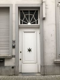 Closed door of building