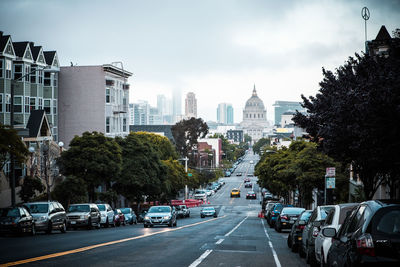 City road by buildings