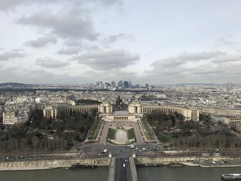 View from the eiffel tower in winter paris france
