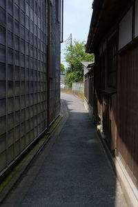 Empty alley amidst buildings in city