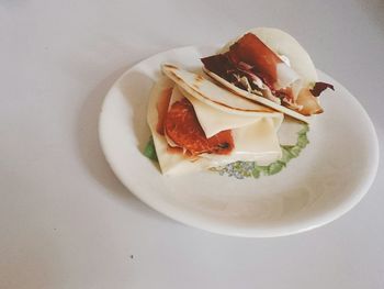 High angle view of dessert in plate