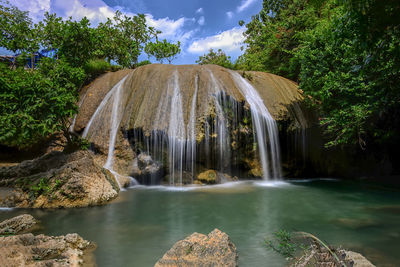 Scenic view of waterfall