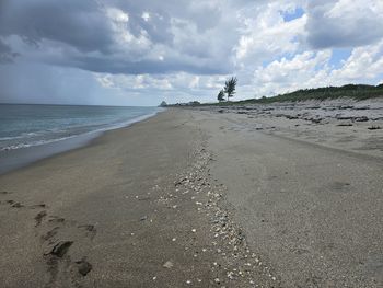 Scenic view of beach against sky