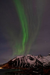 Scenic view of lake against sky at night