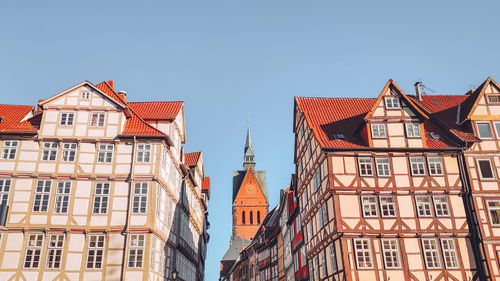 Old town and marktkirche church in hannover, germany.