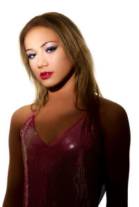 Portrait of a beautiful young woman over white background