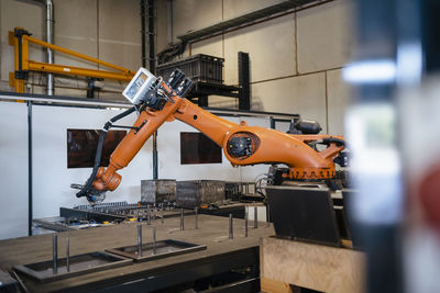 Industrial robots welding in industry