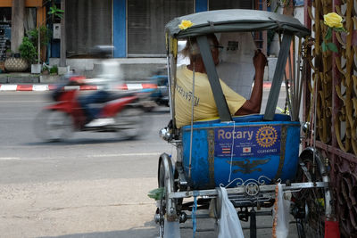 View of traffic on road in city