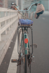 Bicycle parked on street