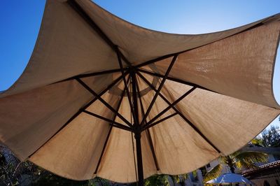 Close-up of umbrella against clear sky