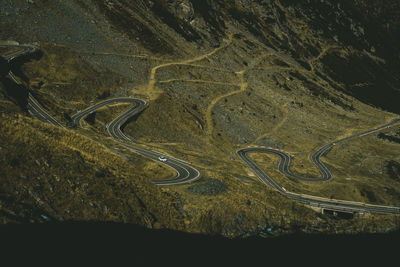 High angle view of winding road on mountain