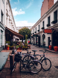 Bicycles on street in city