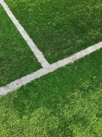 High angle view of soccer field