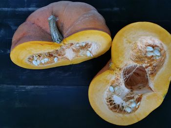 High angle view of orange on table