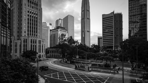 Panoramic view of city buildings against sky