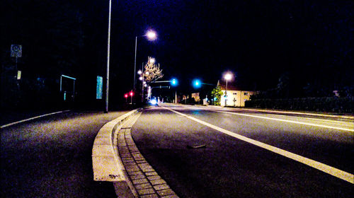 Light trails on road at night