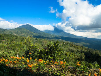 Scenic view of mountains against sky