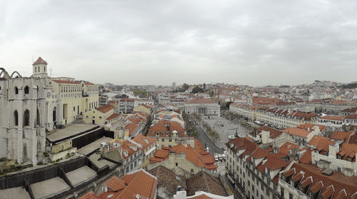 High angle view of townscape against sky