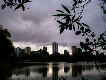 High angle view of city against cloudy sky