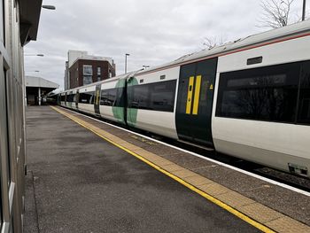 Train on railroad station