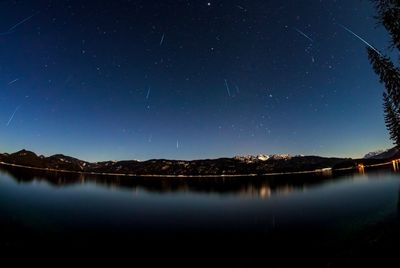 Scenic view of lake at night