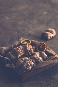 Close-up of cookies in tray