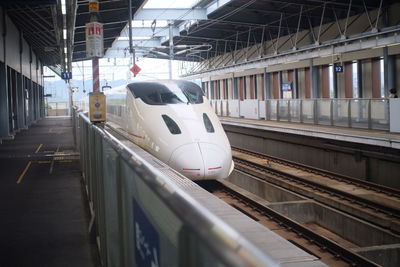 Train at railroad station platform