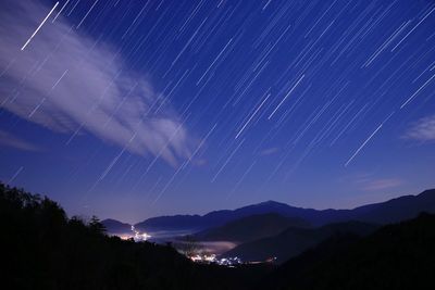 Scenic view of landscape against sky at night