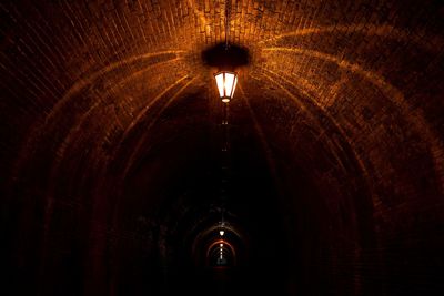 Illuminated light in tunnel