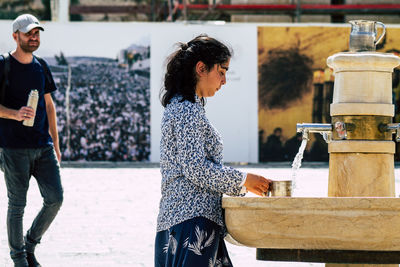 Woman standing in water