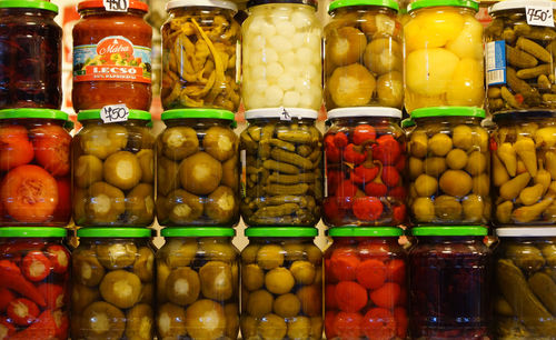 Various vegetables for sale at market stall