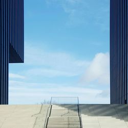 Low angle view of empty steps against sky