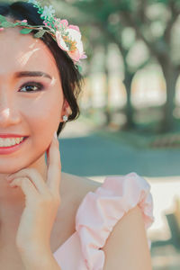 Close-up portrait of a beautiful young woman