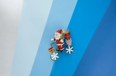 High angle view of toy toys