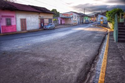 Road along buildings