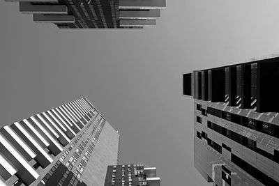 Low angle view of skyscraper against clear sky