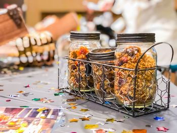 Close-up of food on table