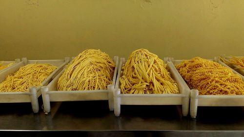 Close-up of yellow market stall